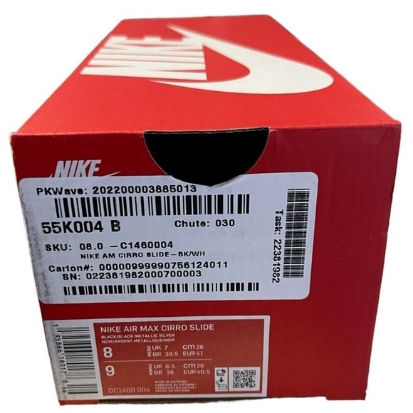 Nike Air Max Cirro Slides Black DC1460-004 Metallic Silver Sizes Men's 8 Wmns 9 - Picture 7 of 8